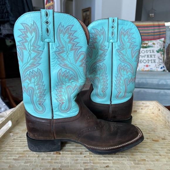 Justin L4853 AQHA Ladies Western Boot in Turquoise/Brown size 8 - Picture 7 of 14